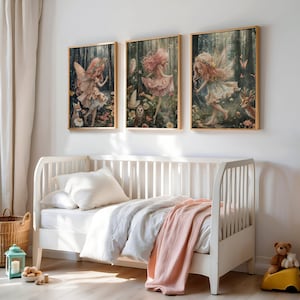 Set di 3 stampe da parete con fate, decorazioni da parete Girls Fairycore, decorazioni a tema fate per la cameretta dei bambini, decorazioni da parete con fate, cameretta per bambini, decorazioni per bambine
