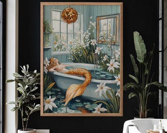 Mermaid  Bathroom Decor – Maximalist Wall Art