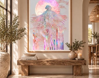 Goddess Feminine Wall Art: Modern Abstract Celestial pink Decor