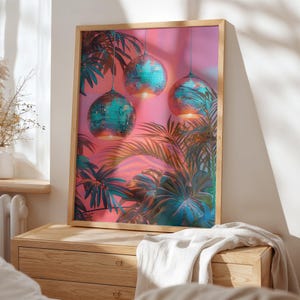 Disco Ball Print: Vibrant Tropical Wall Art