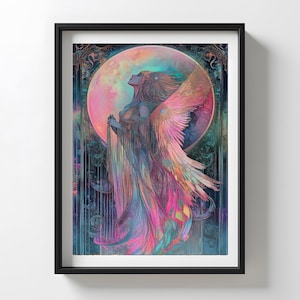 Moon Goddess Art, Divine Feminine Moon Goddess Celestial Print, Sacred Feminine, Altar Art, Celestial Feminine Celestial Decor, Gift for her