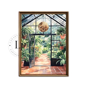 Disco Ball Wall Print, Watercolor Retro Funky Houseplant Artwork - Botanical Wall Art, Plant Lover Gift, Conservatory Poster, Plant Decor