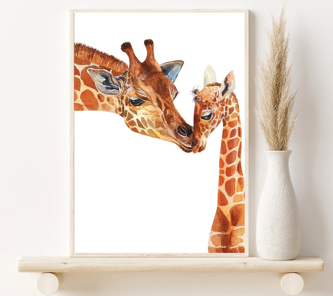 Aquarelle Girafe Art Print Impressions Safari Art mural de pépinière