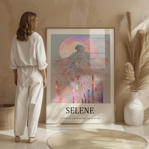 Selene Greek Goddess Art Print, Moon Goddess Art Print, Goddess Art, Sacred Feminine, Mother Goddess Altar Art, Celestial Feminine Decor