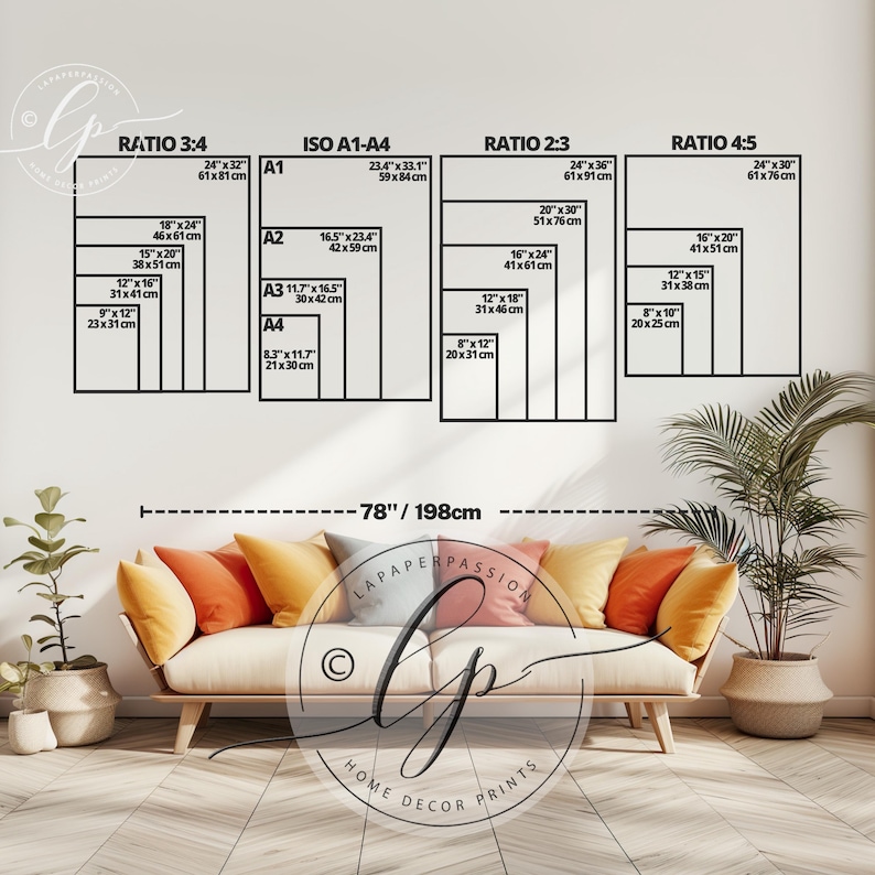 Wall art size guide chart