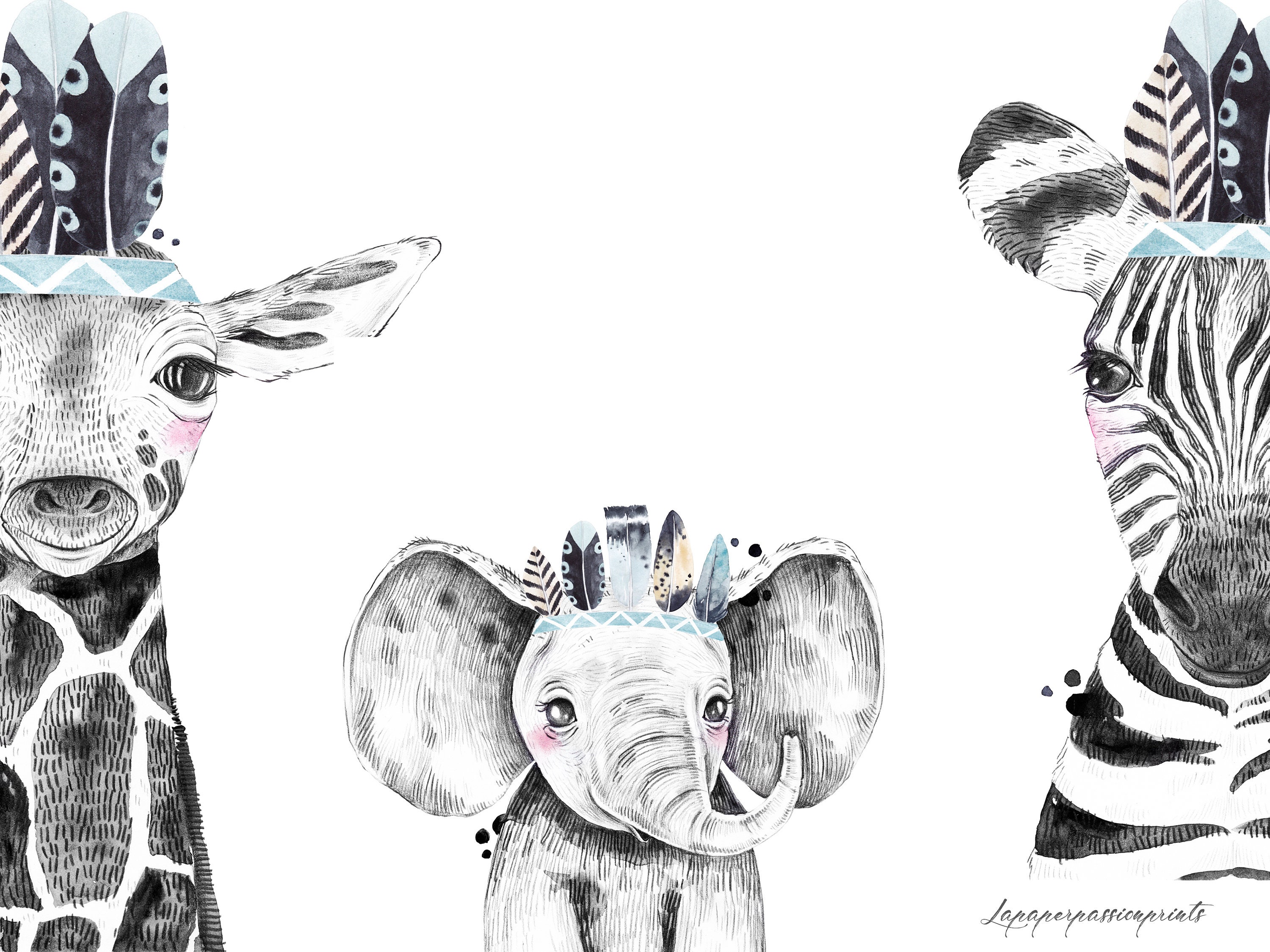 Baby Safari Animal Nursery Wall Prints Set nursery Animal Etsy