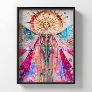 Celestial Goddess Art Print, Moon Goddess Art Print, Goddess Art, Sacred Feminine, Mother Goddess Altar Art, Devine Feminine Decor