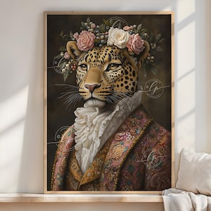 Leopard Portrait Print: Aristocratic Animal, Maximalist Wall Art