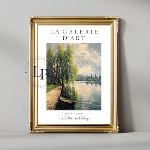Vintage Weeping Willow Oil Painting, Art Gallery Exhibition Poster, Rustic Nature Wall Art, Timeless Botanical Home Decor,  Tree Print