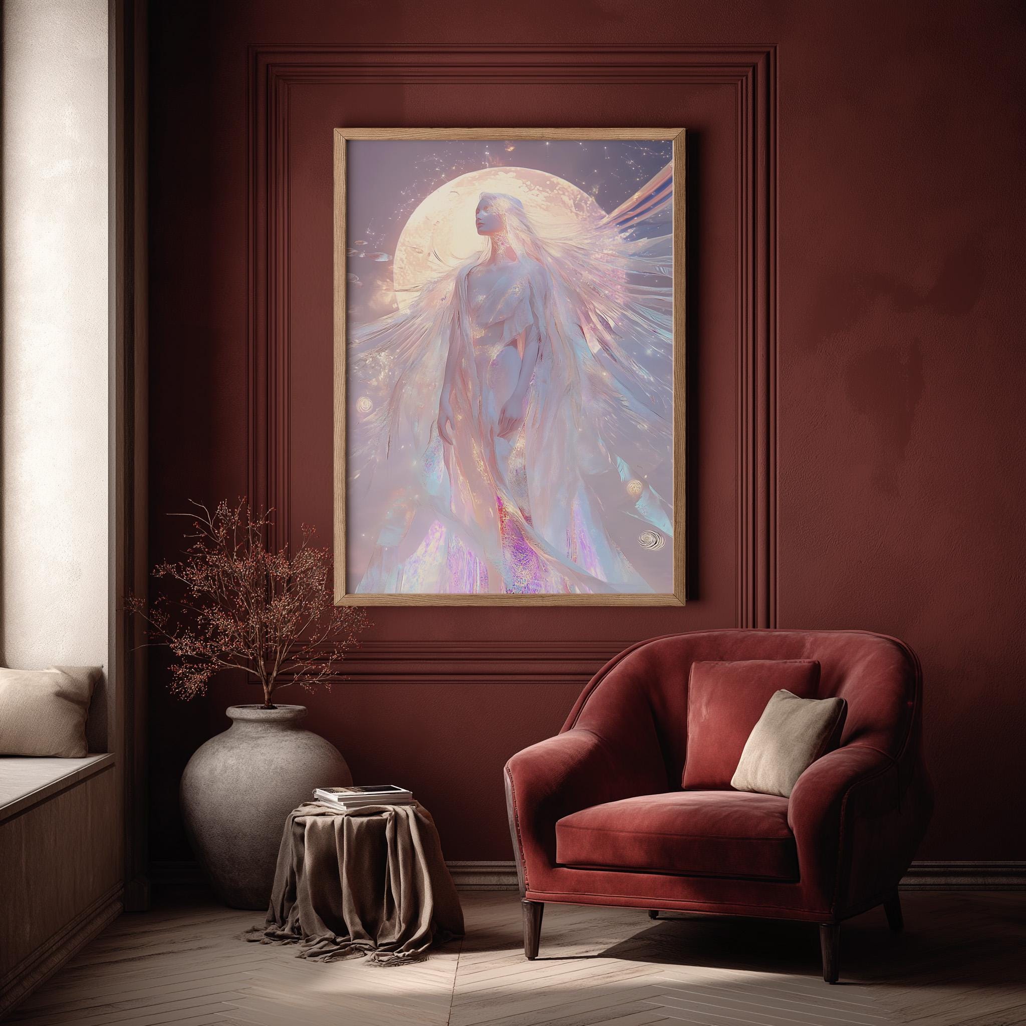 Moon Goddess Feminine Wall Art Print: Divine Celestial Decor - Etsy