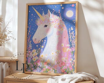 Whimsical Unicorn Art for Girls bedroom Decor: Kids Wall Art