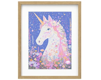 Pastel Unicorn Art Print: Whimsical Girl's Wall Art Decor