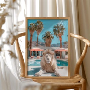 Palm Springs Pool Print: Mid-Century Modern Lion Art