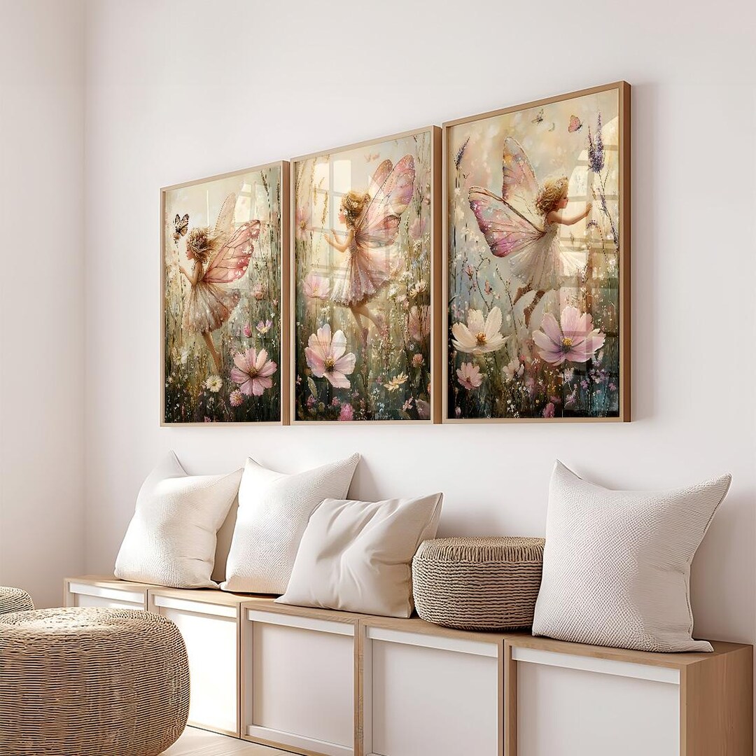 Set of 3 Fairy Art Nursery Prints: Wildflower Nursery Wall Decor - Etsy ...