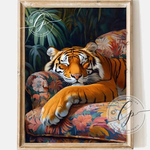 Tiger Poster, Maximalist Wall Art, Aesthetic Tiger Decor, Eclectic Wall Art, Dopamine Decor, Trendy Tiger Print