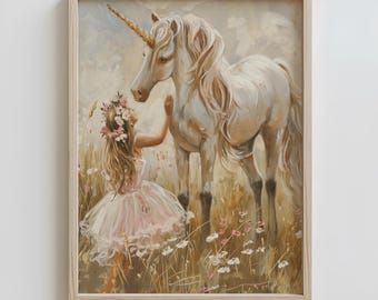 Unicorn Wall Art Nursery Print: Whimsical Girls Room Decor