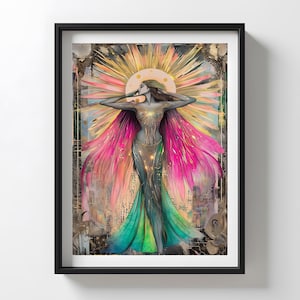 Divine Feminine Art Print, Moon Goddess Art Print, Goddess Art, Sacred Feminine, Mother Goddess Altar Art, Celestial Feminine Energy Decor