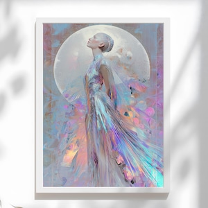 Divine Feminine Art Print, Moon Goddess Art Print, Goddess Art, Sacred Feminine, Mother Goddess Altar Art, Celestial Feminine Decor
