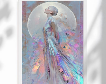 Moon Goddess Art Print: Divine Feminine Celestial Decor