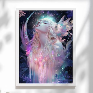 Moon Goddess Art Print: Divine Feminine Celestial Decor