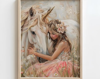 Unicorn Nursery Print: Whimsical Girls Room Wall Art