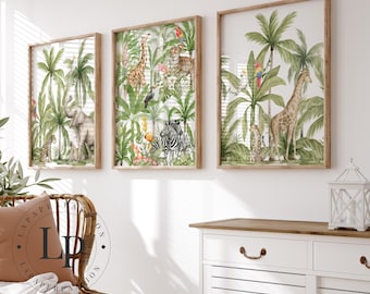 Safari Nursery Prints Set: Jungle Animal Wall Art