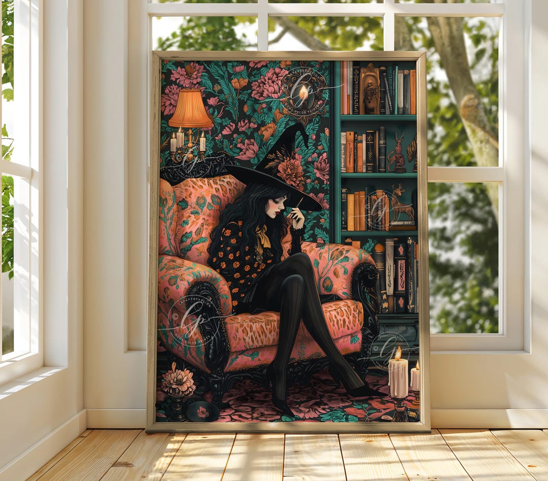Bookish Witch Art Print: Eclectic Maximalist Home Decor - Etsy
