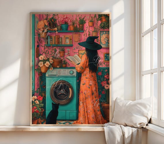 Witch Art Print: Witchy Poster Laundry Room Wall Decor