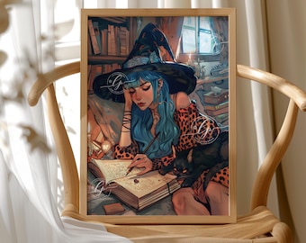 Witch Art Print: Modern Halloween Decor (AI Enhanced)