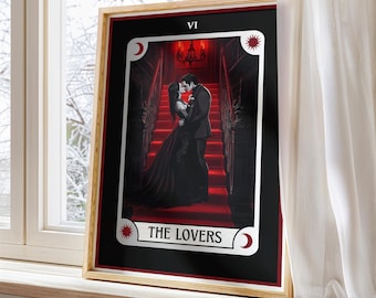 Gothic Lovers Tarot Card Print: Romantic Valentines Art