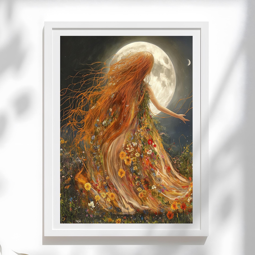 Moon Goddess Art Print: Divine Feminine Mystical Woman - Etsy
