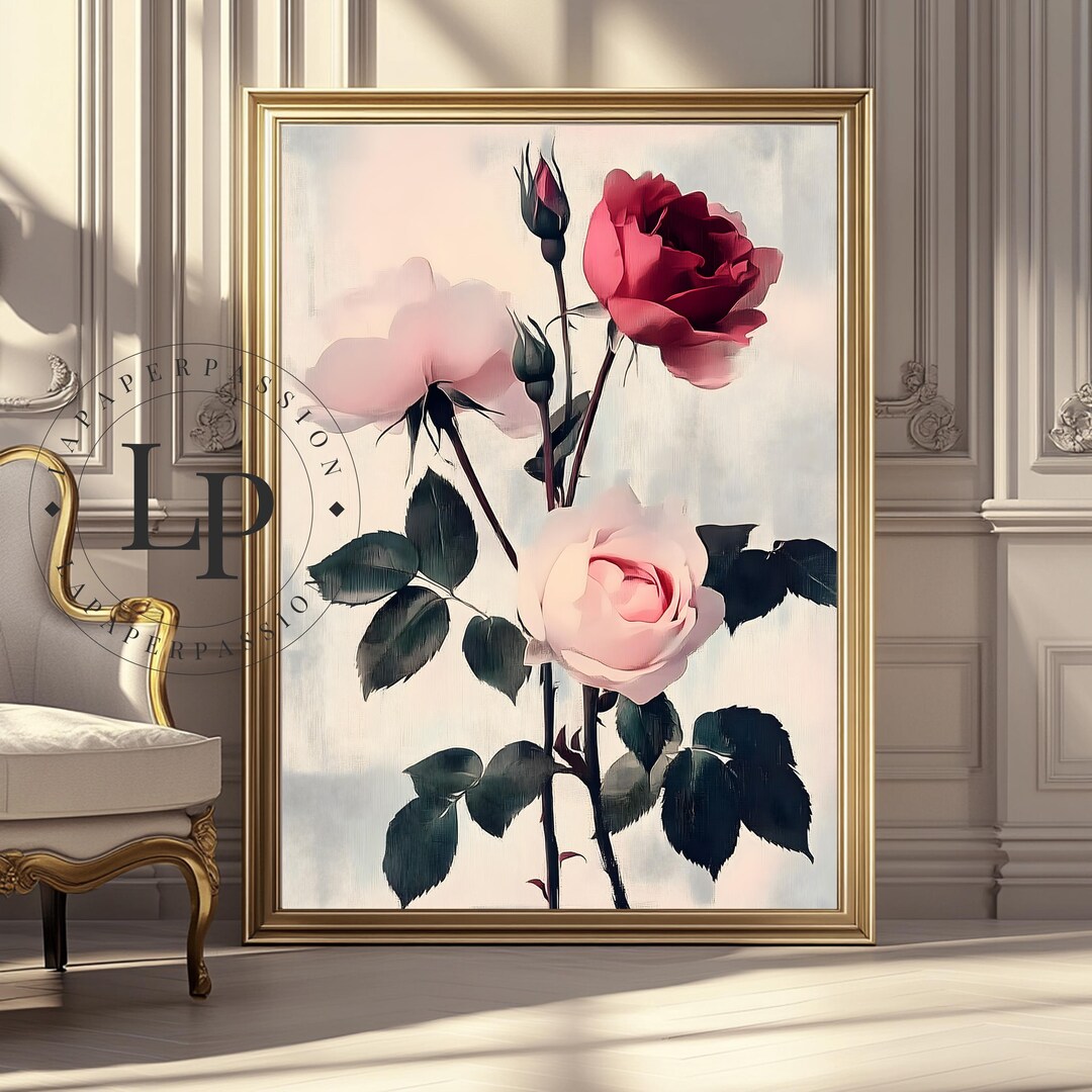 Vintage Floral Rose Art Print, Still Life With Roses, Antique Flower ...