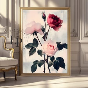 Vintage Rose Art Print: Shabby Chic Floral Still Life