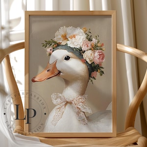 Duck Painting Oil artwork Print For Girls - Cottagecore Farmhouse Nursery Wall Art Decor, Vintage Country Farmhouse Duck Artwork