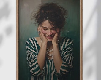 Emerald Green Woman Portrait – Contemporary Art Print, Modern Wall Art Poster