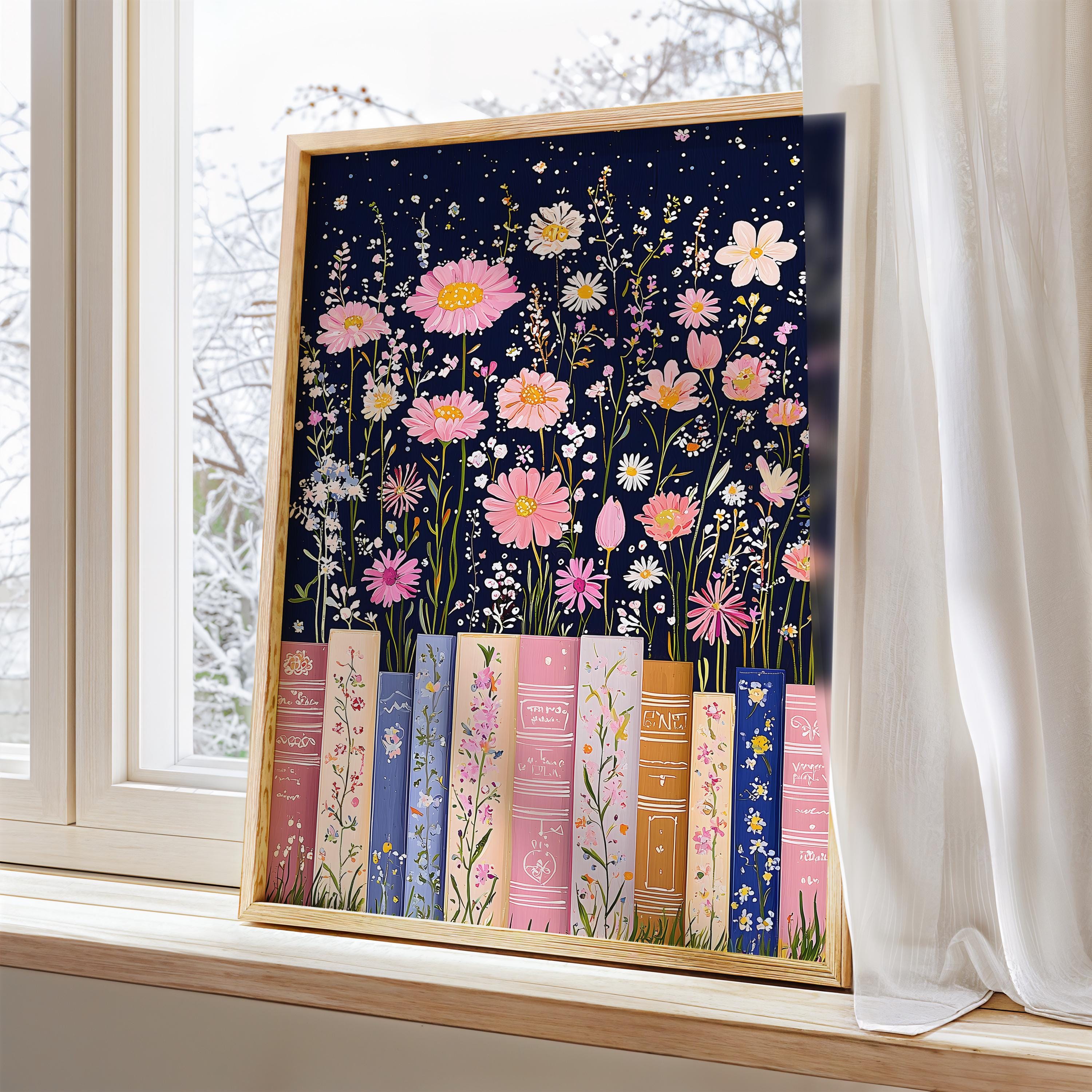 マドンナ　カレンダー&POSTER BOOK＆LOOK BOOK SERIES Book Poster Floral Book Stack Print: Pastel Wildflower Booknook