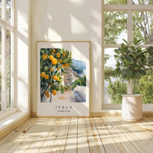 Amalfi Coast Watercolor Print: Lemons & Positano, Italy (Printed Art)