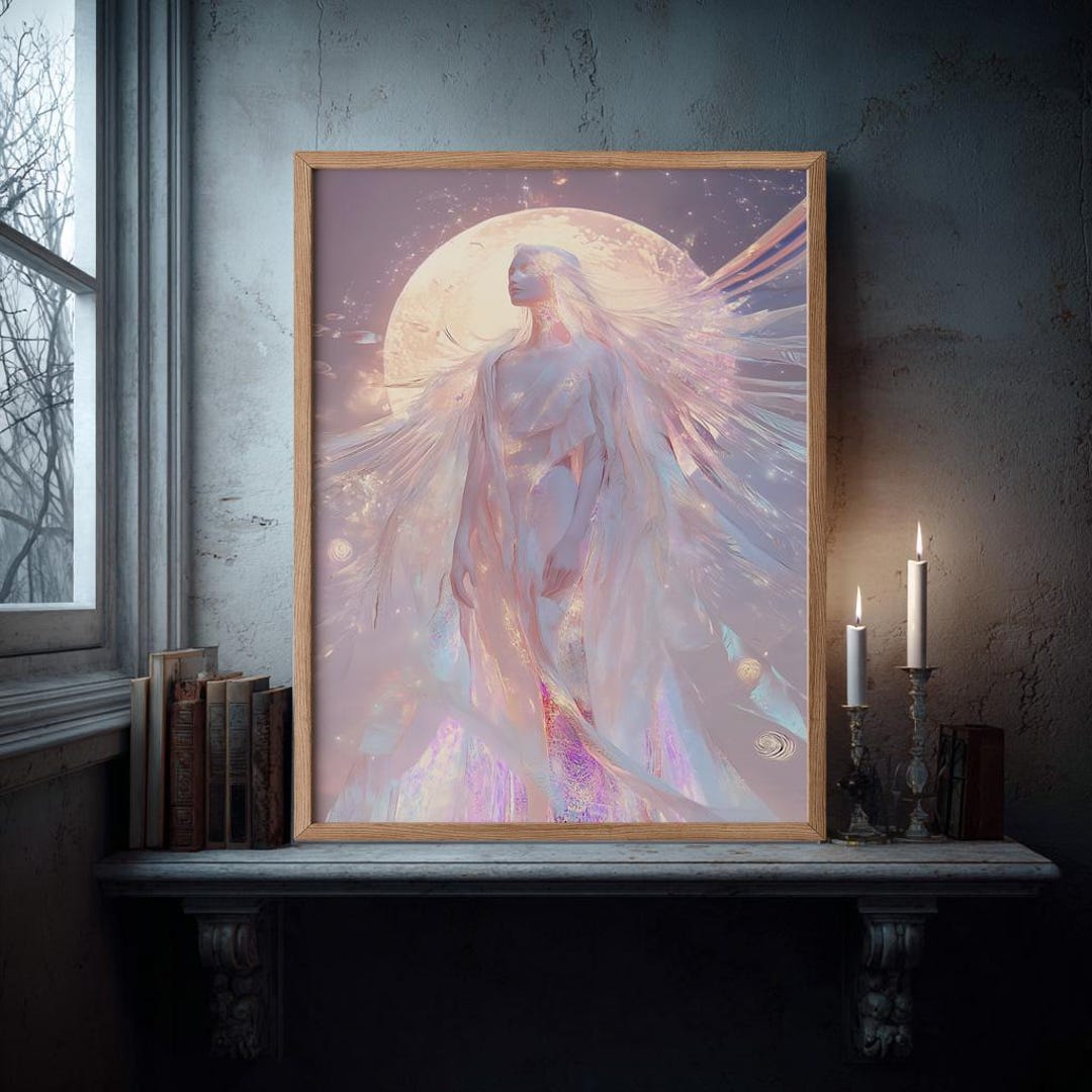 Moon Goddess Feminine Wall Art Print: Divine Celestial Decor - Etsy