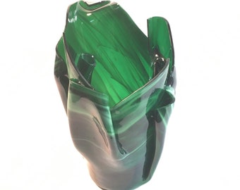Green Glass Vase - Glass Candle Holder - Glass Votive Holder - Flower Vase - Glass Vase - Free Shipping - Glass Home Decor -Green Glass Vase