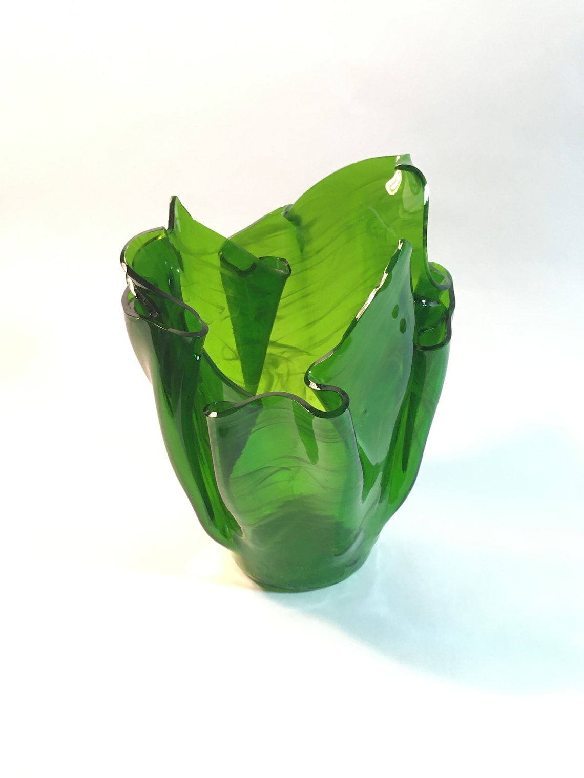 Light Green Glass Vase Green Glass Candle Holder Glass Etsy