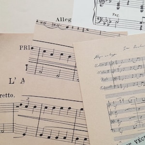 PAPEL DE MÚSICA VINTAGE: estas partituras vintage son una excelente opción para aportar un encanto romántico del viejo mundo a tus creaciones.