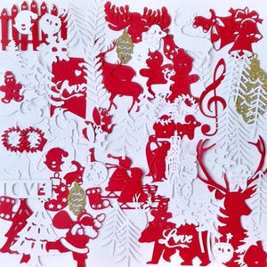 NAVIDAD - 75 Recortes = 75 ideas para decorar tus álbumes navideños: Familia, Felicidad y Recuerdos = Magia Navideña - Varios diseños festivos