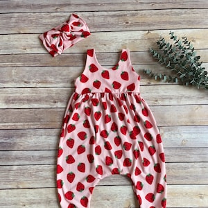 Strawberry Birthday Romper, strawberry romper, One piece jumpsuit, Very Berry Birthday, baby shower gift, fruit romper, sweet ONE outfit