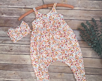 Floral Baby Romper, Soft Rib Knit Jumpsuit