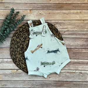Vintage Airplane Knotted Overalls: Baby Toddler Romper