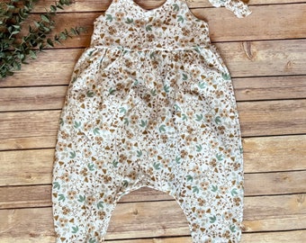 Floral Romper, One piece outfit, Baby Shower Gift, Birthday Outfit, Girls romper, girls jumper, Napa romper, boho floral romper, baby romper