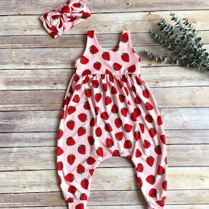 Strawberry Baby Romper, Very Berry First Birthday Outfit