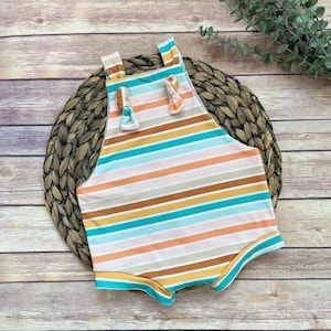Striped Knotted Baby Overalls: Boho Kids Dungarees