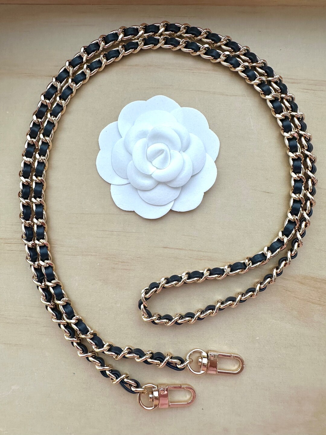 Navy Leather Strap Chain crossbody Strap Dark Replacement Leather