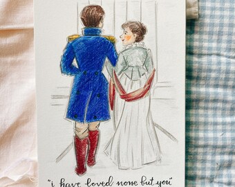 Original Persuasion Illustration, Jane Austen Art, Colored Pencil Drawing